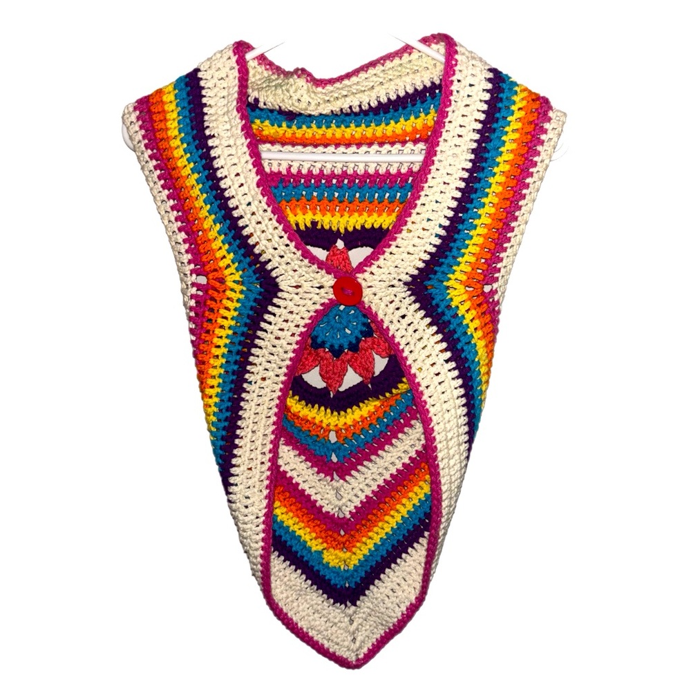 Handmade Vintage Crochet Rainbow Vest